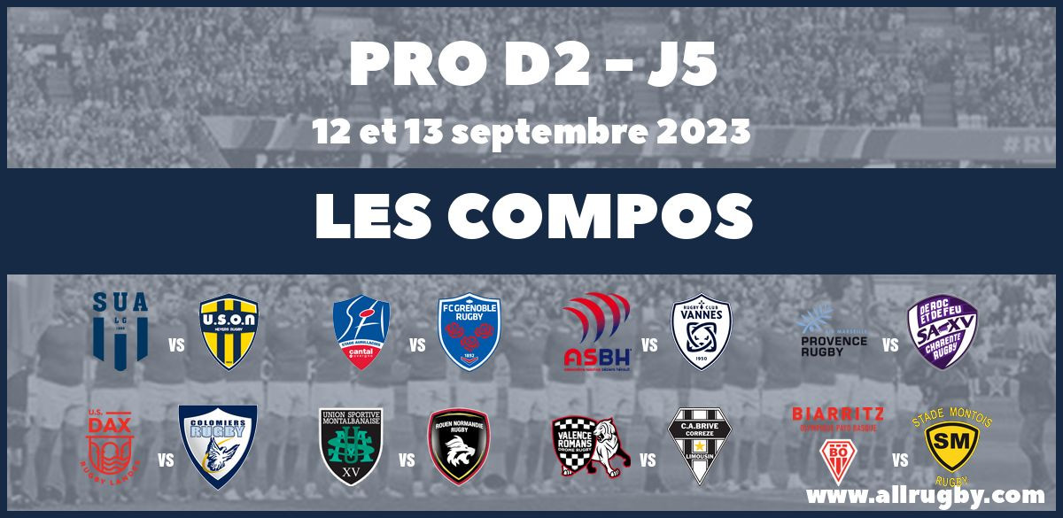 Pro D2 2024 J5 les compos de la cinquième journée AllRugby